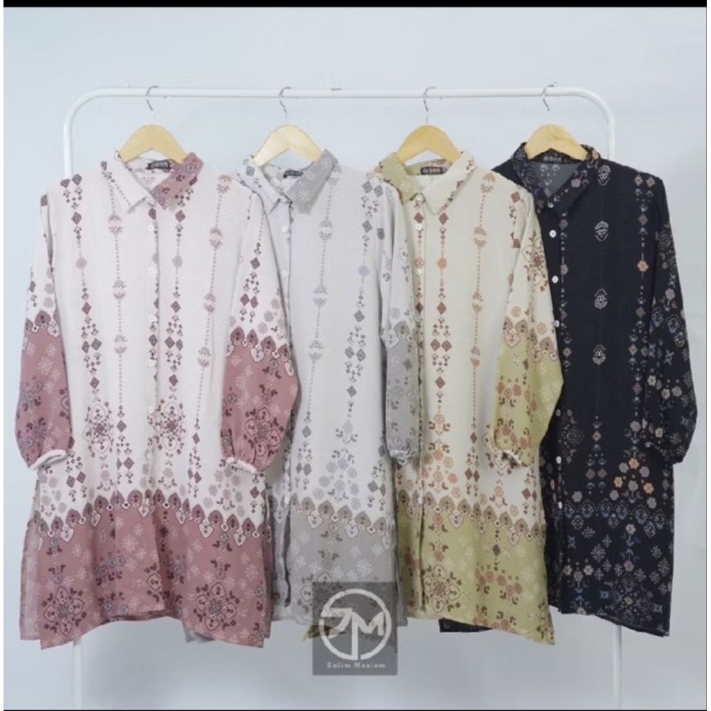 SERBA TUNIK- Salim Moslem - Atasan Kemeja Tunik Bahan Sabrina Motif PREMIUM