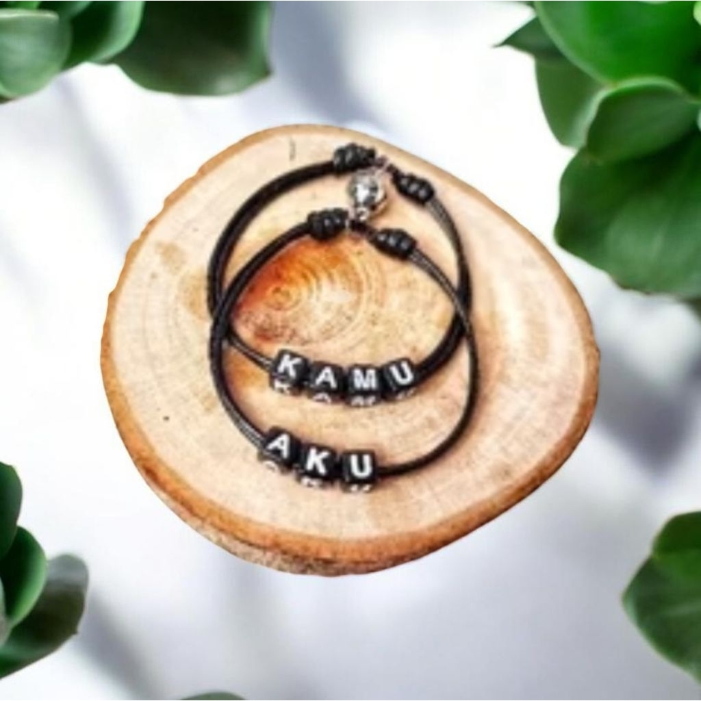 Gelang Couple Custom Nama Tali Anti Air Bisa Untuk Cewe dan Cowo / 2pcs Gelang Magnet Couple Nama Cu