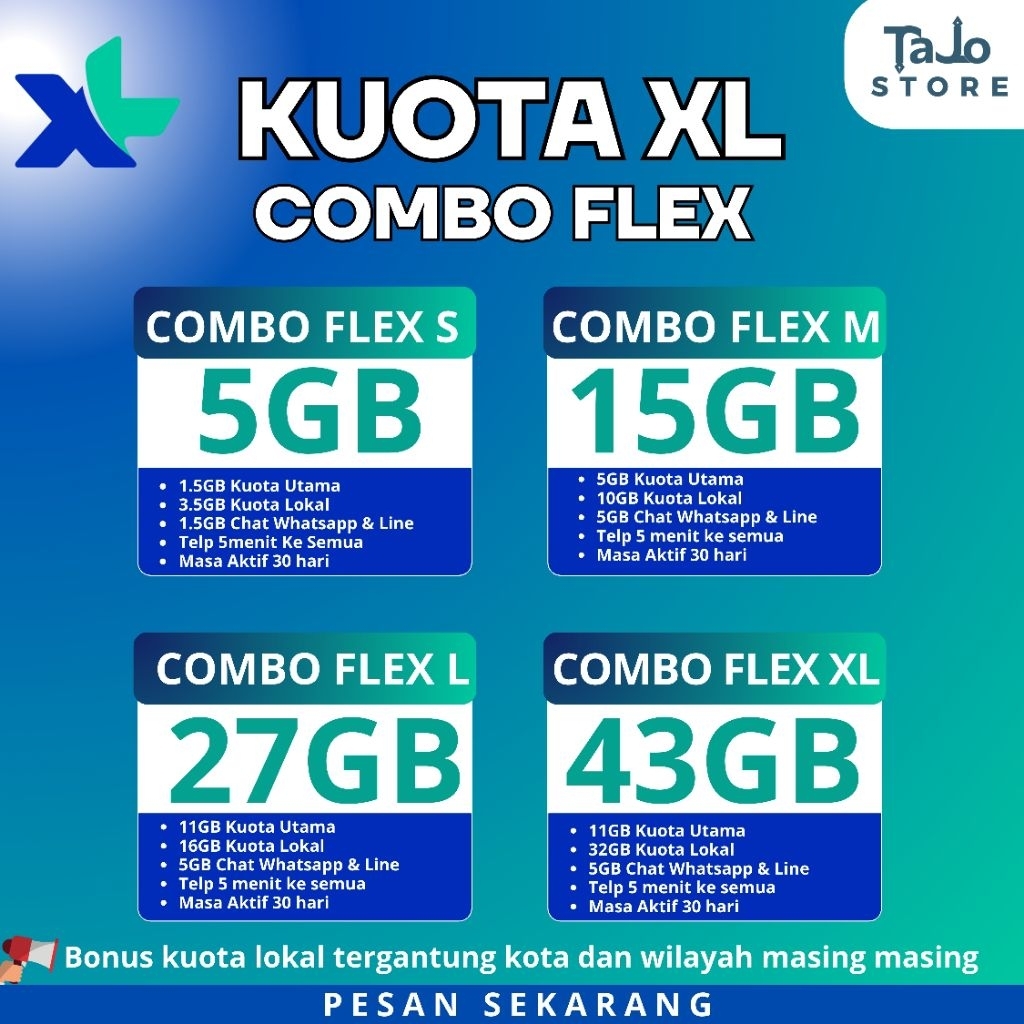 PAKET DATA XL COMBO FLEX BULANAN