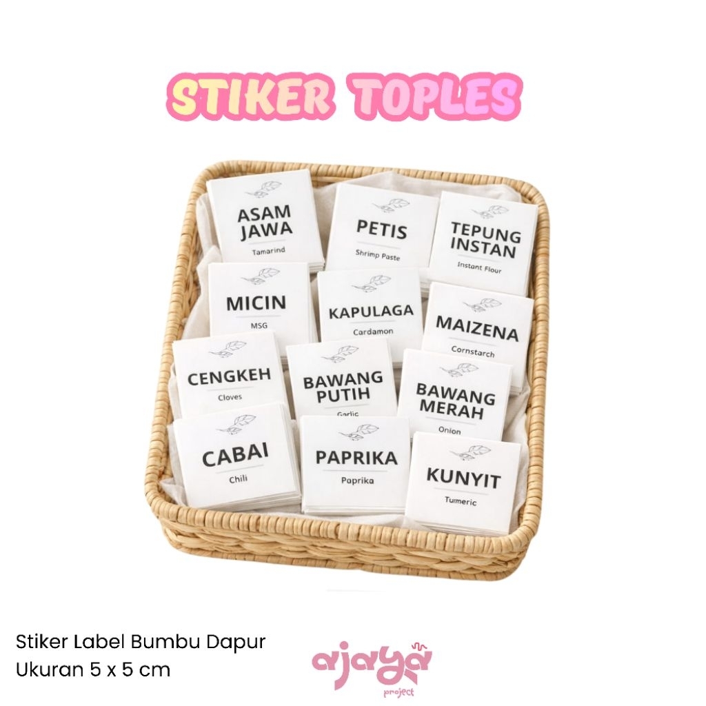 Stiker Label Bumbu Dapur / Stiker Label Pantry / Stiker Label Toples Bumbu Dapur / Stiker Label Baha