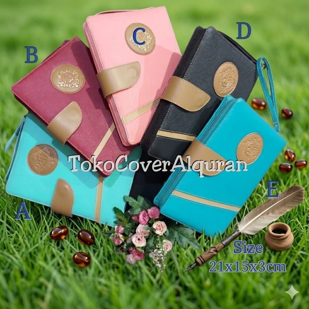 SAMPUL saja Cover Al quran Resleting A5 21x15cm Sampul Quran Kulit sinteris Anti Air Resleting Jaket