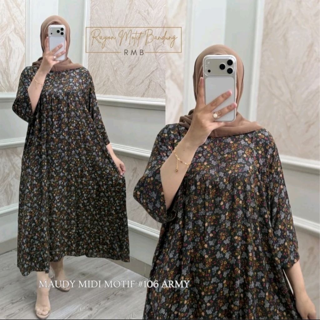 Maudy Dres Rayon Premium Daster Rayon Motif Bunga Jumbo Kekinian