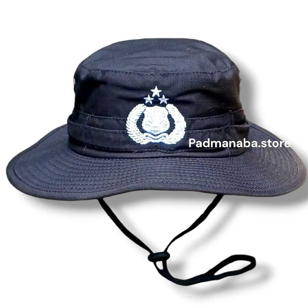 topi rimba polri bintara logo bordir lingkar daun fuul kawat  Topi Rimba logo Bintara | Topi Rimba f