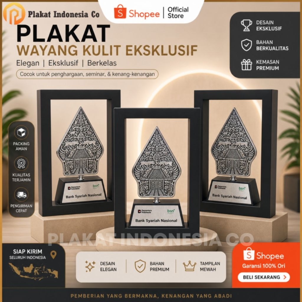 Plakat Frame Kayu Wayang Gunungan Premium,Plakat Wayang,Gunungan, Souvenir,Vandel Wayang, Readystock
