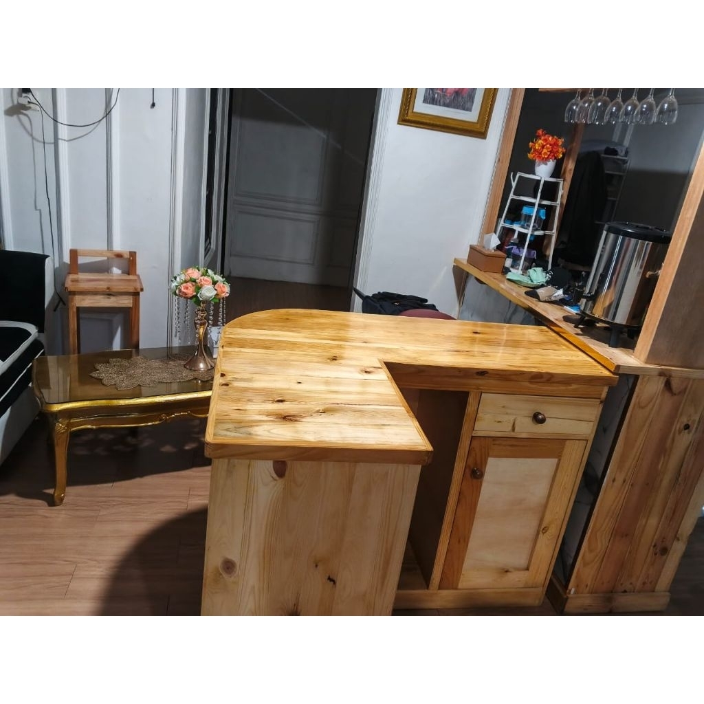 meja bar dapur, kitchen set dari kayu jati Belanda
