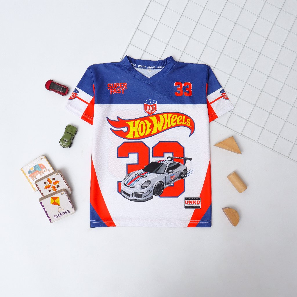 JERSEY ANAK MOTIF MOBIL BALAP