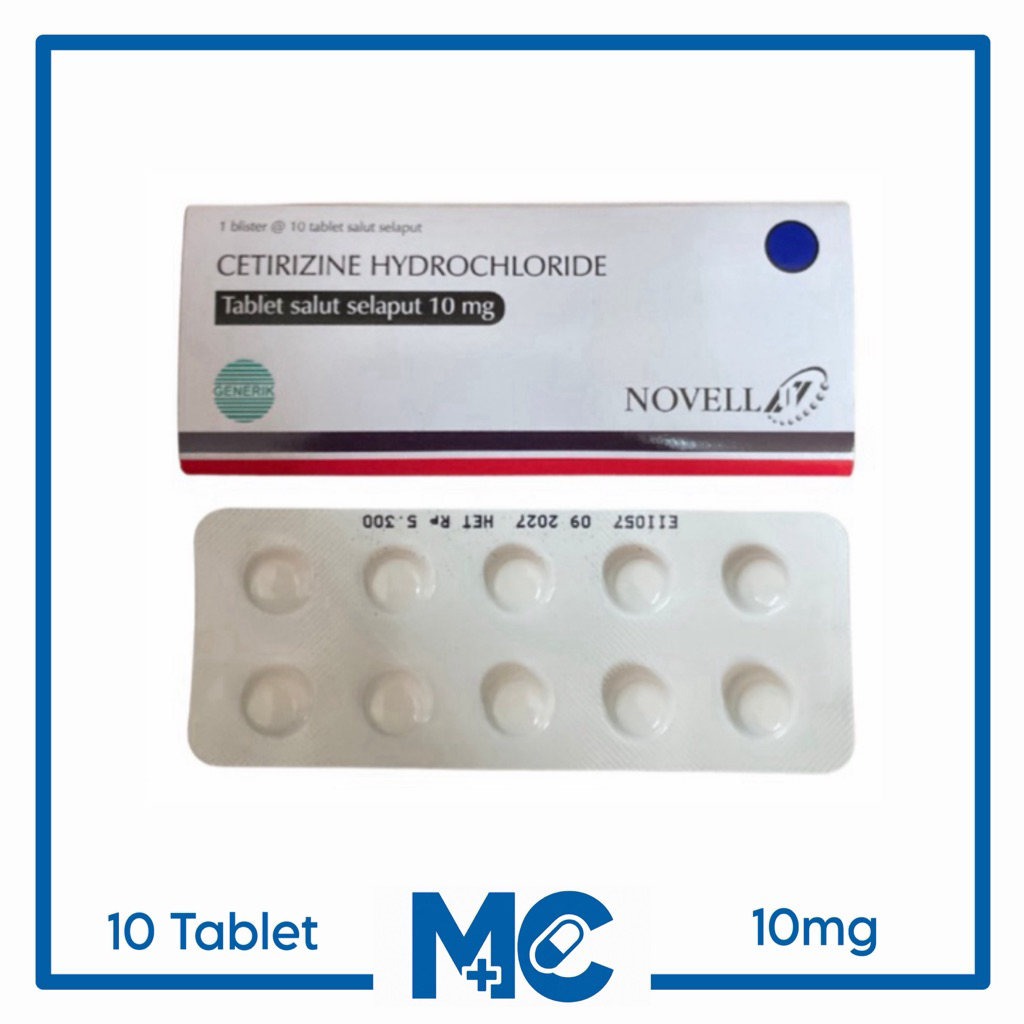 Cetirizine Novell 10mg isi 10 Tablet - Meredakan Gejala Alergi