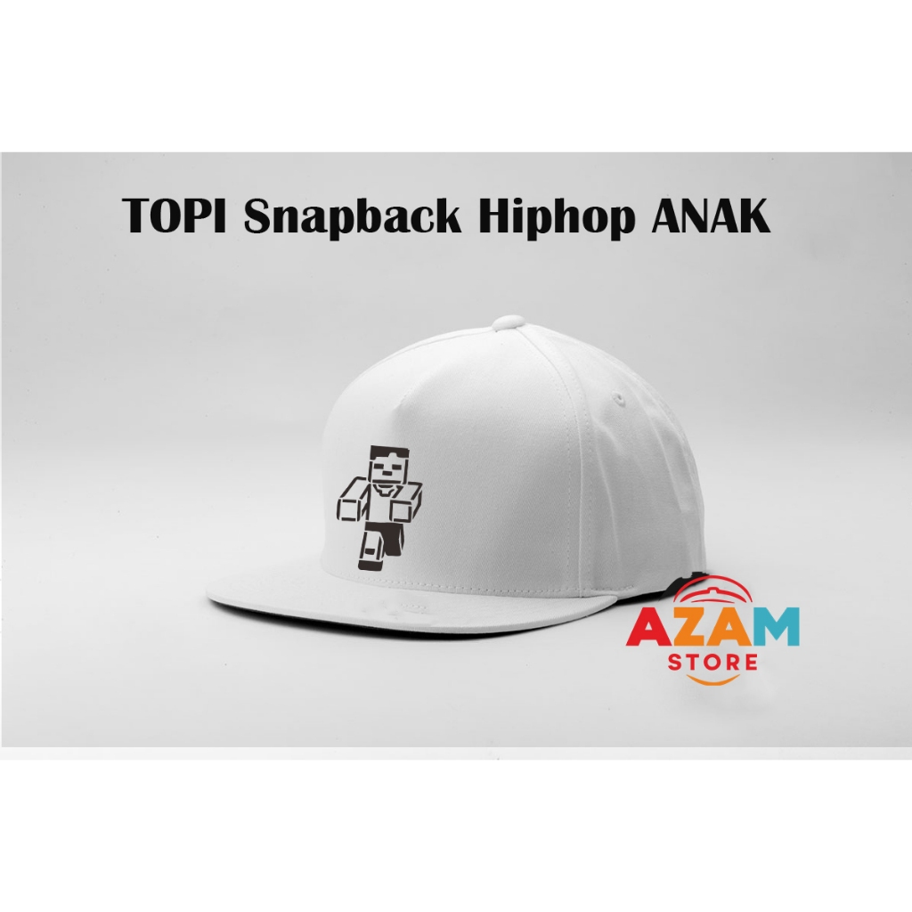 Topi Snapback hiphop Anak TK SD game minecraft running