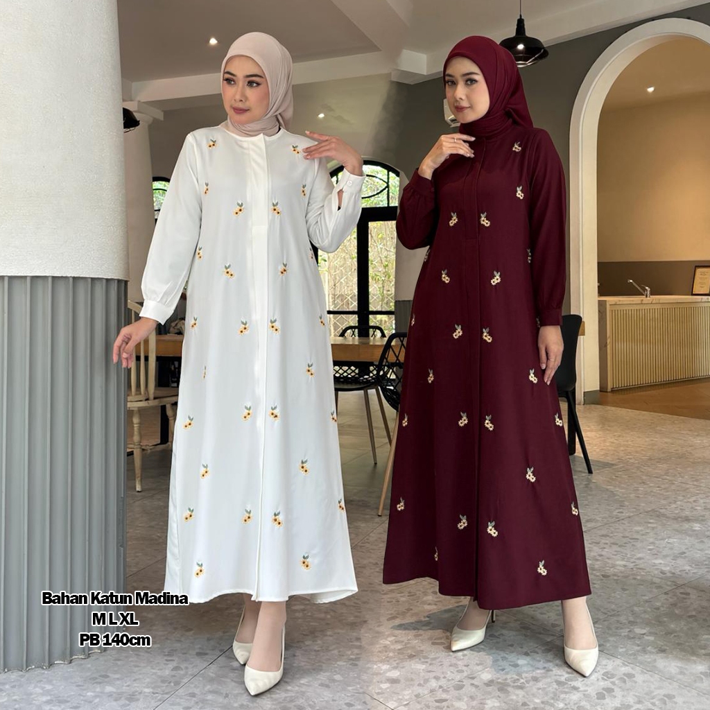 GAMIS BORDIR KECIL BAHAN KATUN MADINAH KUALITAS PREMIUM 2026
