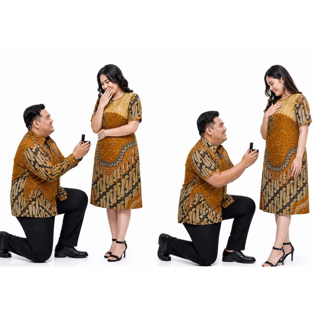 Set Couple Dress Gold Brokat Set Couple Batik Jumbo Set Couple Pasangan Batik Gold