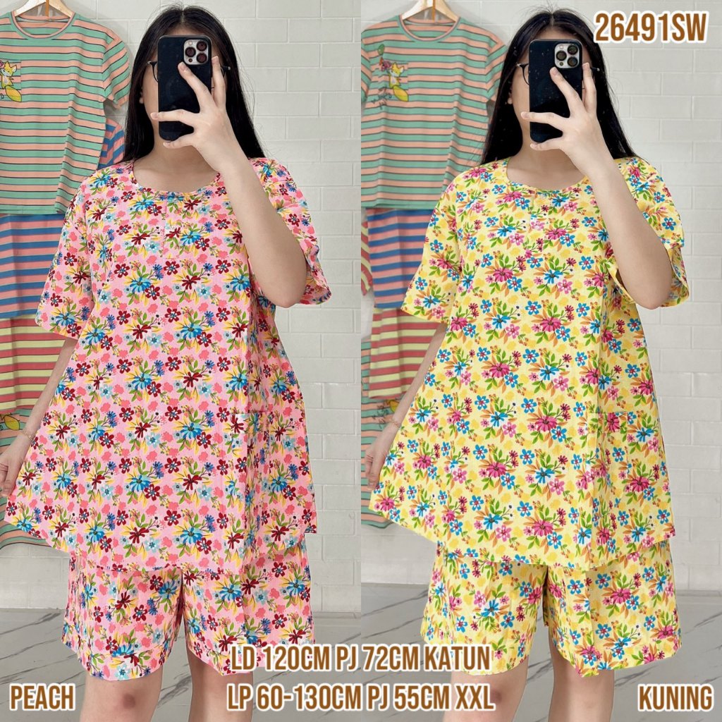 Baju Tidur Merlin HP XXL Jumbo Setelan Katun Motif karakter  - Bahan Katun Premium