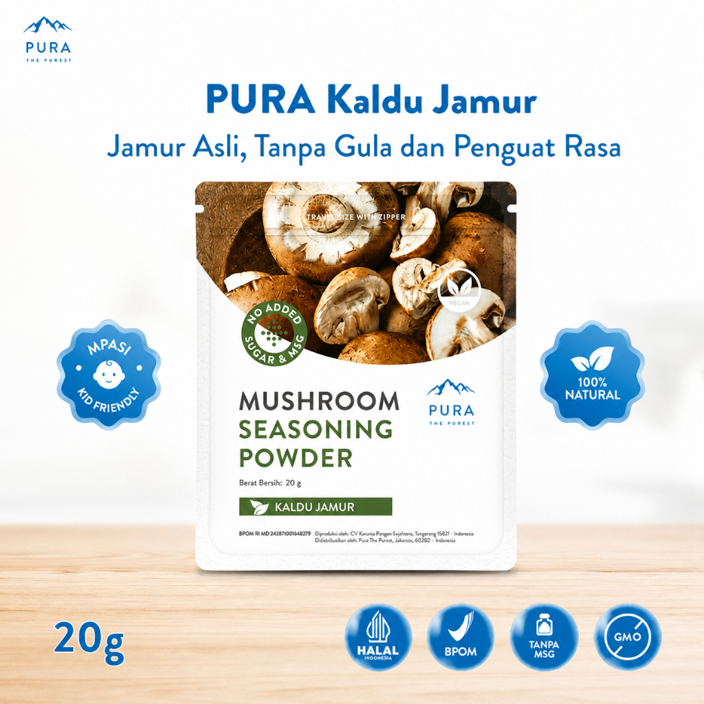 PURA SEASONING KALDU JAMUR ASLI KALDU MPASI NON MSG TANPA GULA 20gr