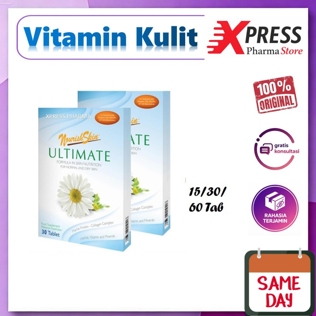 XPRESS  NOURISH SKIN ULTIMATE 15 / 30 tablet Kulit Anti Kerut Anti Flek Hitam Nourishskin Nouris Nur