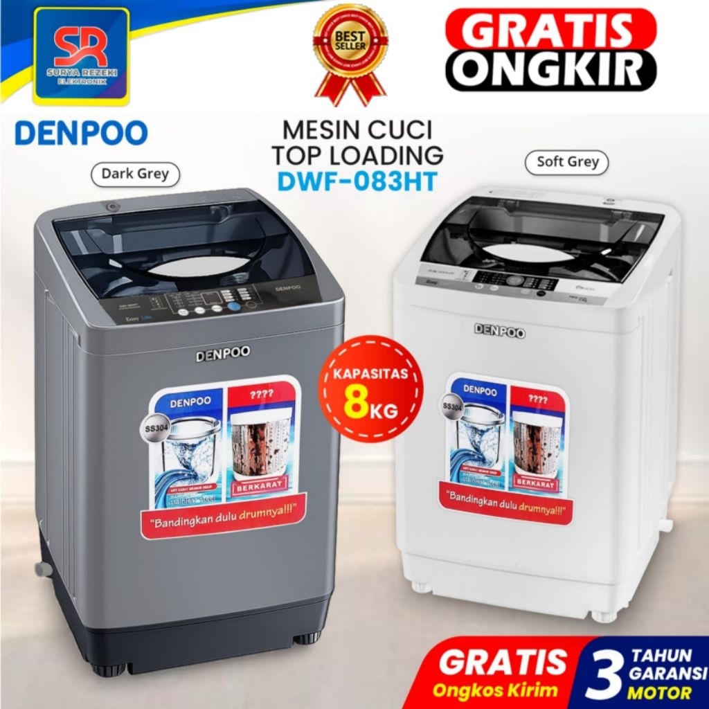 MESIN CUCI DENPOO 1 TABUNG - DWF 083 HT 8KG