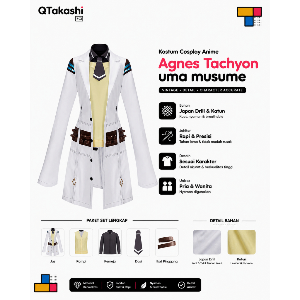 [QTakasi]Kostum Cosplay Anime Agnes Tachyon uma musume