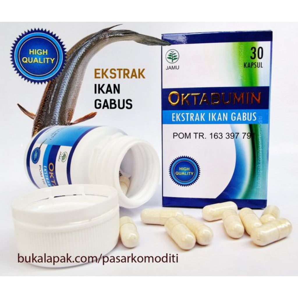 OKTABUMIN Isi 60 Kapsul Kapsul Ikan Gabus / Kutuk, Mempercepat proses penyembuhan Pasca Operasi