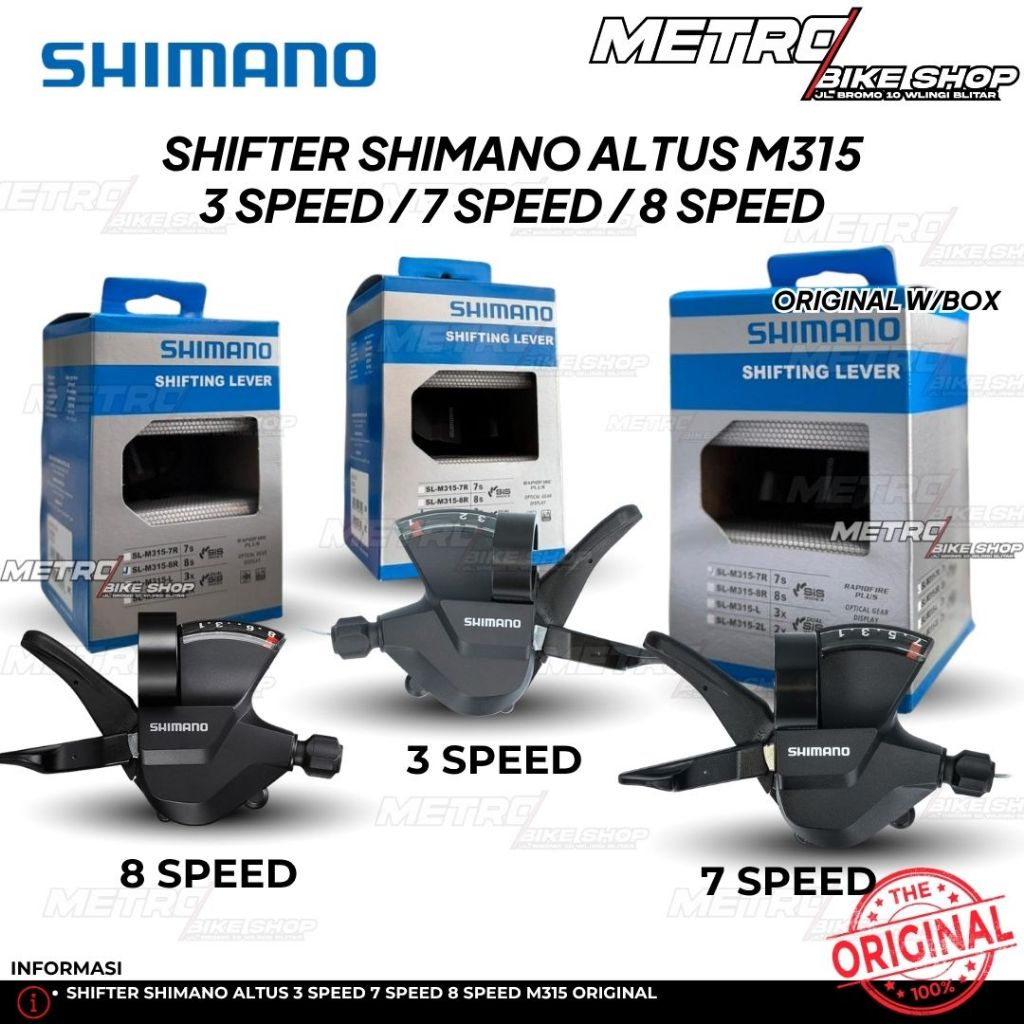 Shimano Shifter Altus M315 3 Speed / 7 speed / 8 Speed Original Shifter m315 sepeda operan shimano
