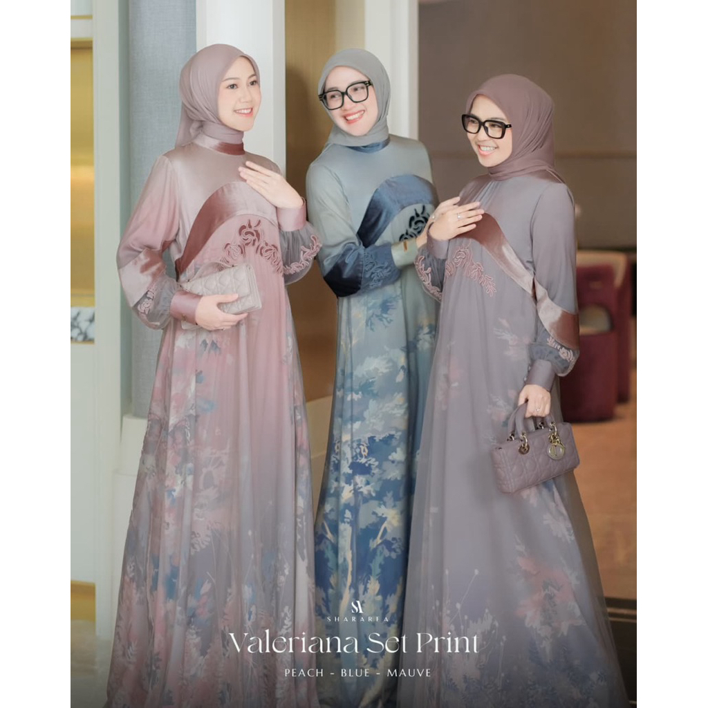 Valeriana Set Print by Shararea | Dress Set Scarf