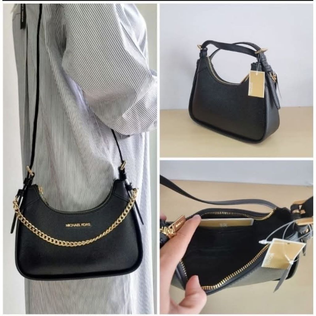 mk wilma chain small leather crossbody bag black