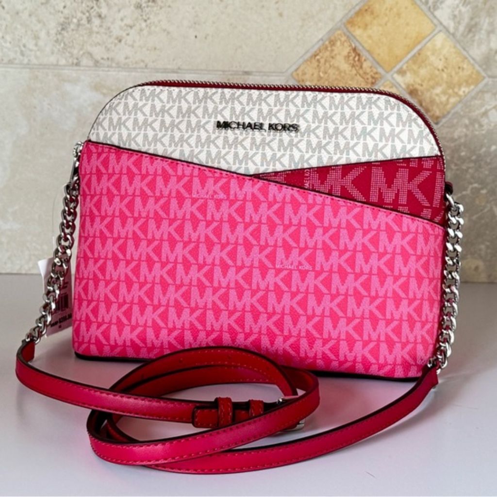 mk Jet Set Travel Dome Crossbody Bag Raspberry Multi