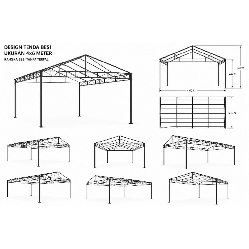 rangka tenda pesta ukuran 4x6