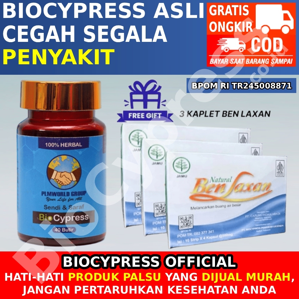 BioCypress Original isi 40 Butir, Solusi Obat Herbal Sendi Saraf, Stroke, Asam Urat, Kolesterol, Dia