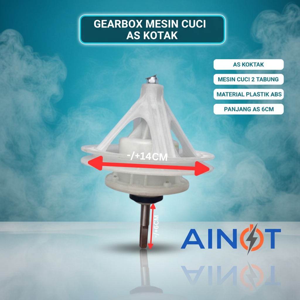 AINOT - Gearbox As Kotak Mesin Cuci 2 Tabung - Sparepart Gearbox As Kotak Panjang 6cm