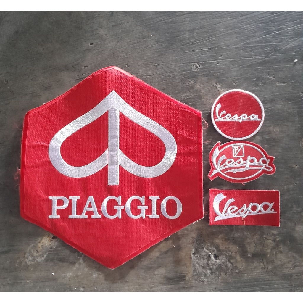 BACKPACH EMBLEM BORDIR VESPA PIAGGIO BESAR 1SET ISI 4PCS EMBLEM  PACKPACH BORDIR BESAR