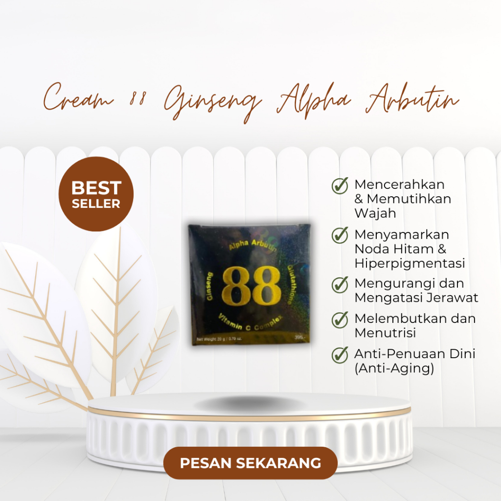 CREAM 88 GINSENG ALPHA ARBUTIN GLUTATHIONE VITAMIN C COMPLEX WHITENING NIGHT CREAM 20GR