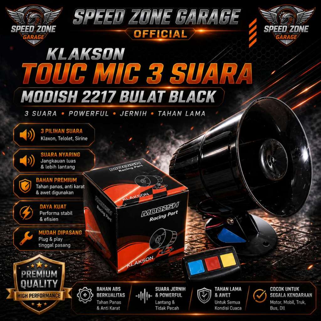 KLAKSON TOUC MIC 3 SUARA MODISH 2217 BULAT BLACK