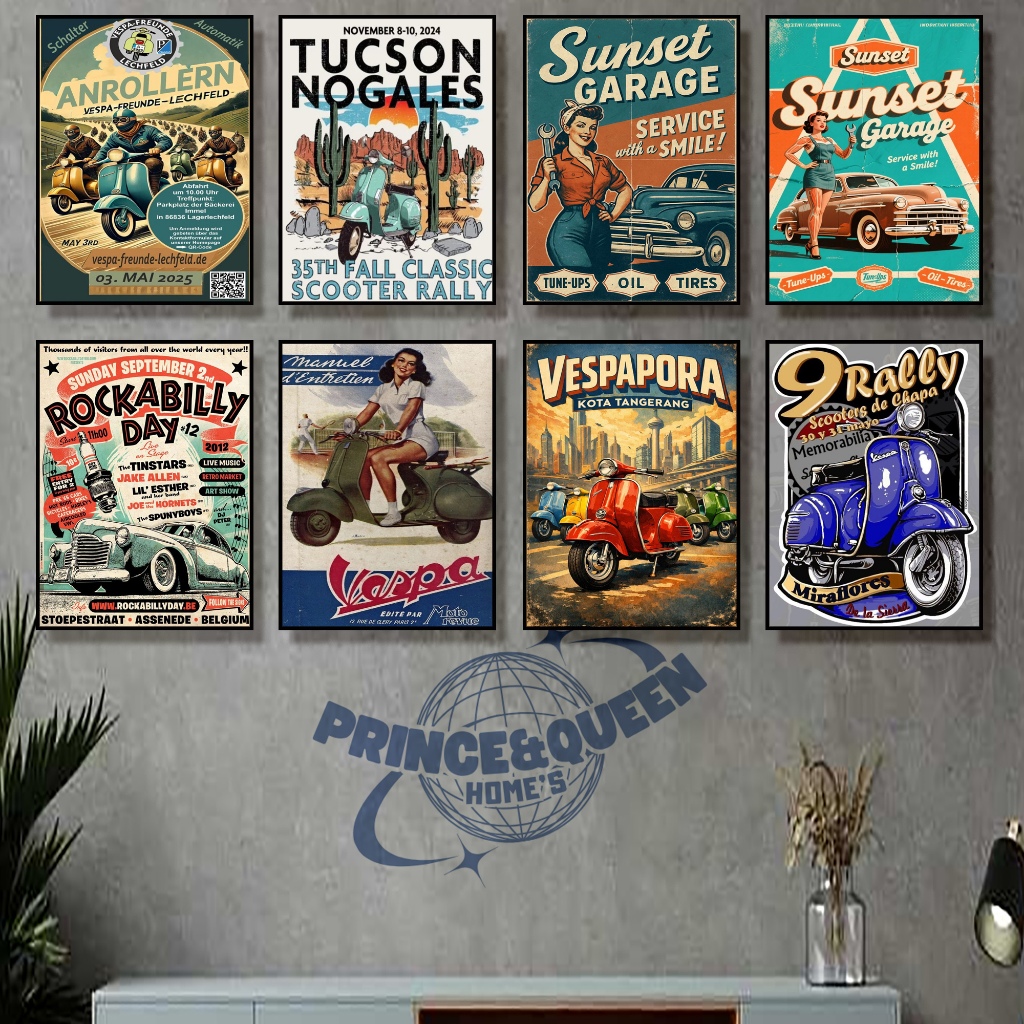 Poster Kayu Mdf Motif Vintage Vespa 15 x 20 cm Laminasi Dof tahan air tidak pudar