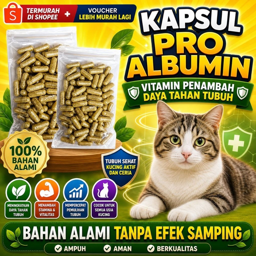 1 KAPSUL PRO ALBUMIN - Obat Luka Kucing Obat Luka Dalam Kucing Obat Kucing Lemas Tertabrak Obat Pend