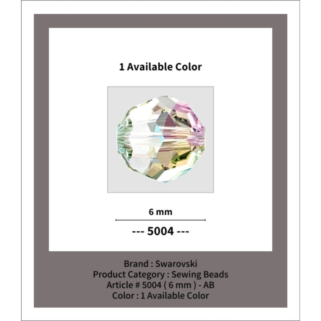 SWAROVSKI™ - Crystal Beads - Article # 5004 - 6 MM - AB - Swarovski Crystal Beads - Manik Manik Kris