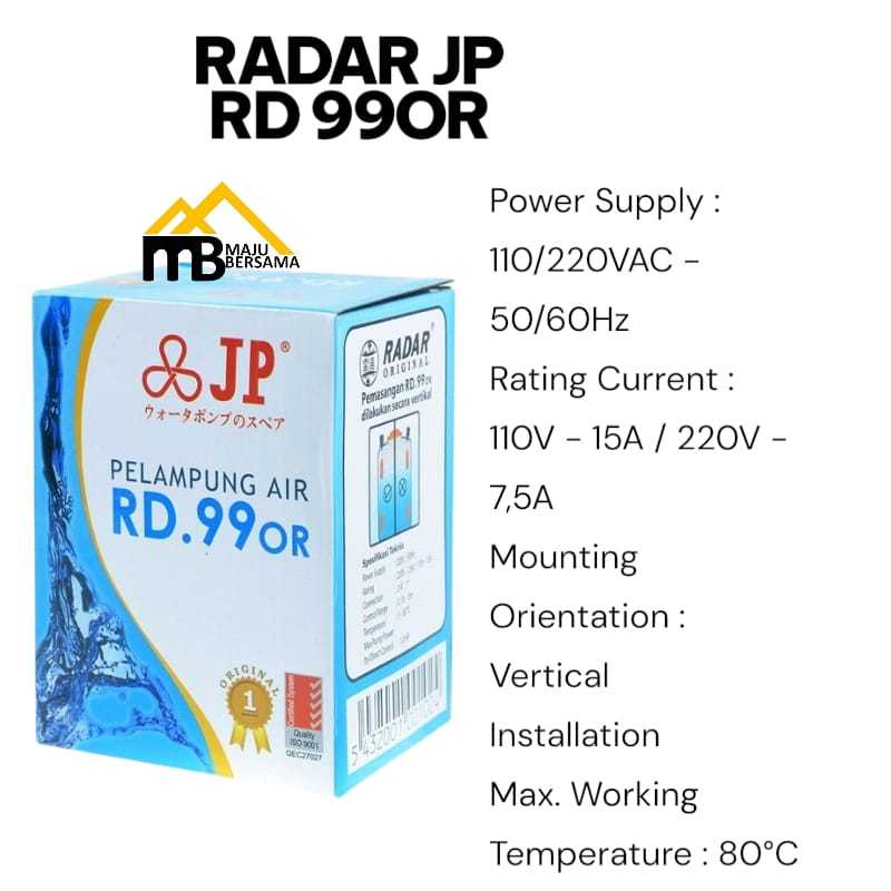 RADAR RD.99 OR Pelampung Air Otomatis / Pelampung Toren (Radar-JP)