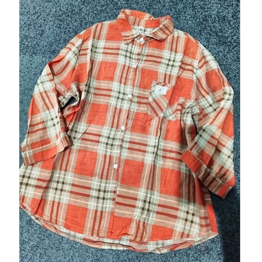 Kemeja Wanita Kotak-Kotak/Kemeja Katun Kotak-Kotak Oversize