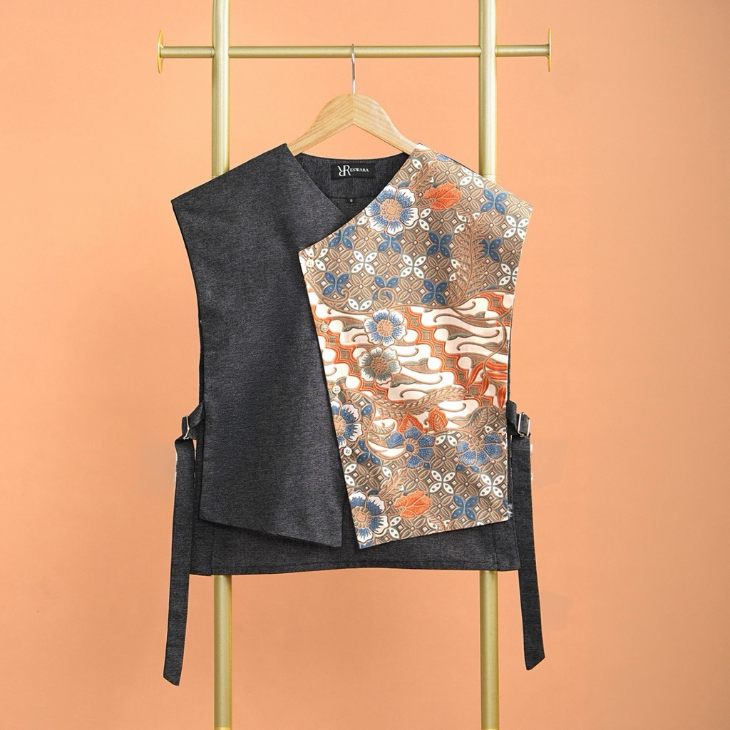 Outer Vest Pria Batik FATIH HITAM / Reswara.men