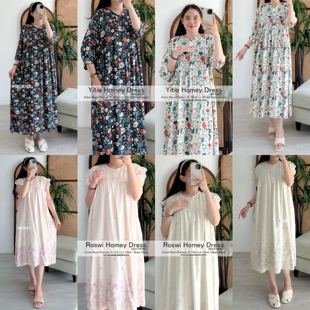 Yitia Roswi Daster Pendek Premium Catton Rayon Original Ori Morist Berlabel
