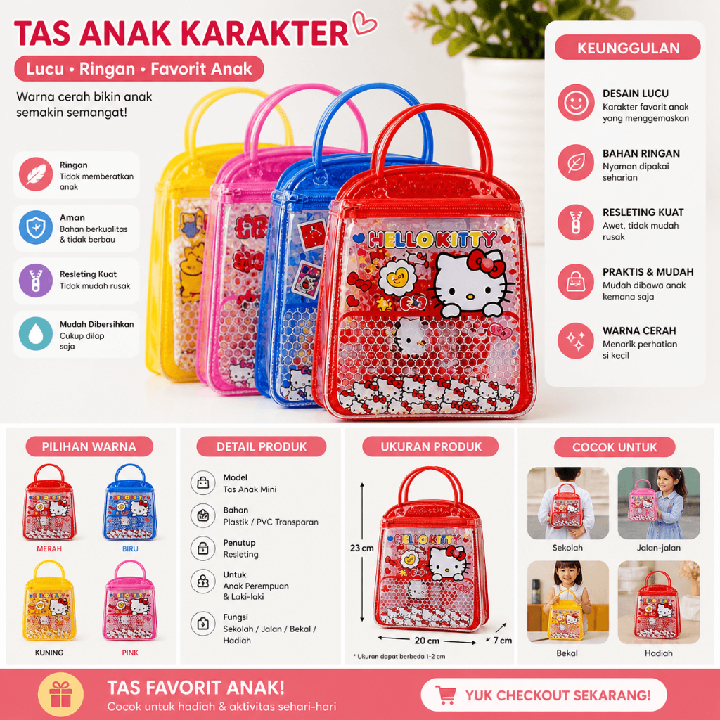 Alat Tulis Sekolah Anak 6in1 Bonus Tas Bening - Tas Souvenir Bingkisan - Hadiah Lomba Anak