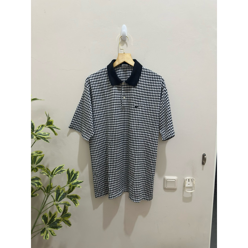 Vintage Retro Style 90s Nike Gingham Golf Polo Shirt White Tag Original Preloved