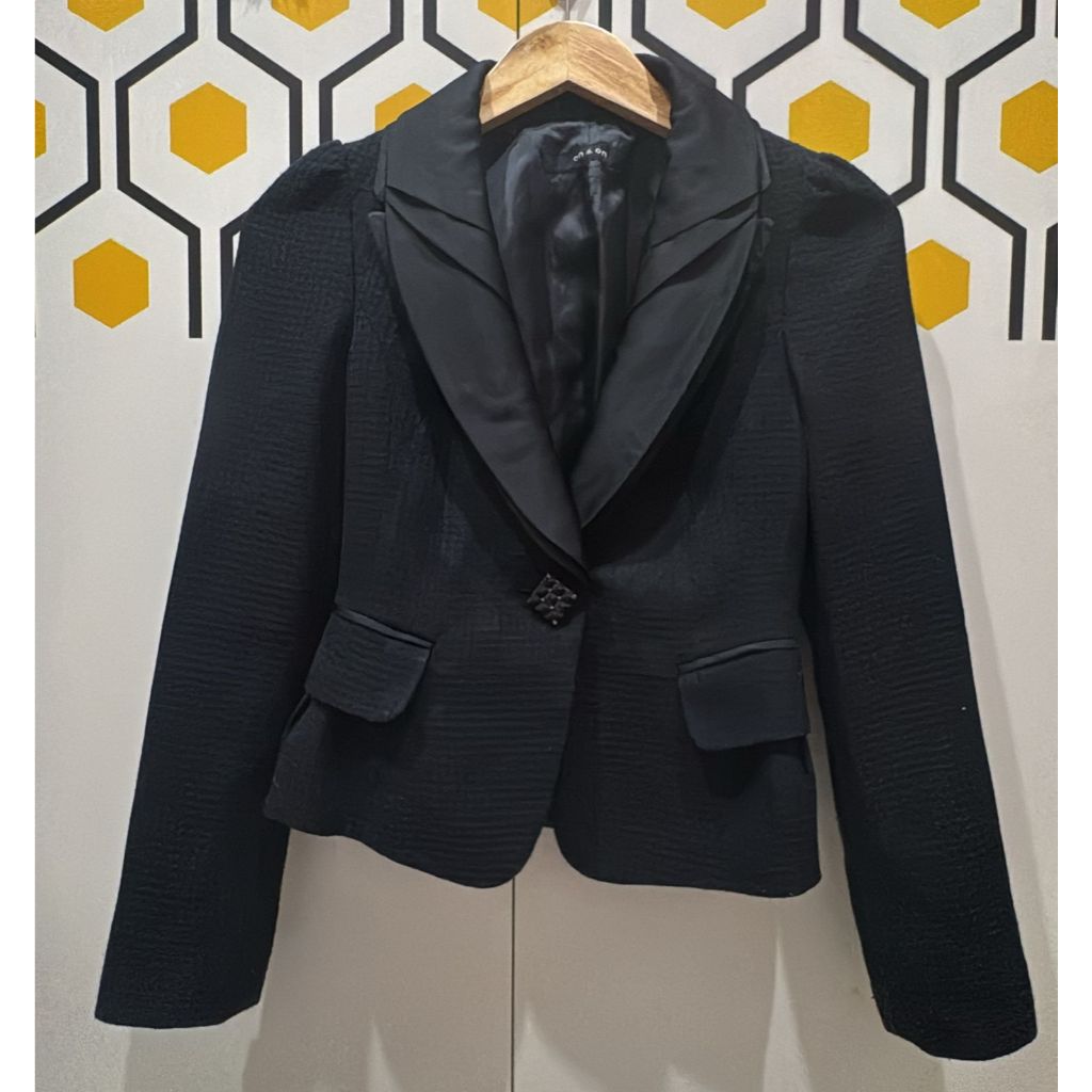 Preloved blazer tweed hitam