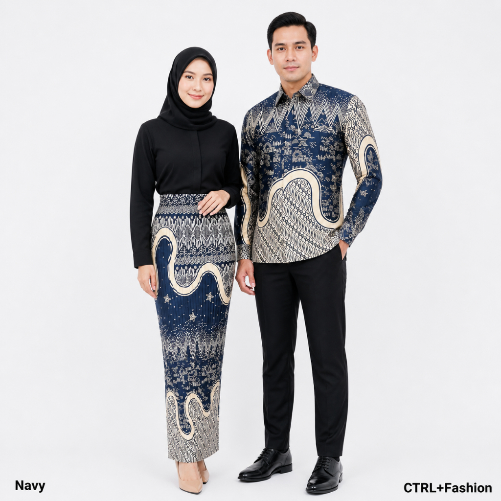 (NEW ARIVAL) CTRL+ FASHION - ROK PLISKET COUPLE BATIK KEMEJA LENGAN PANJANG BATIK COUPLE PASANGAN SE