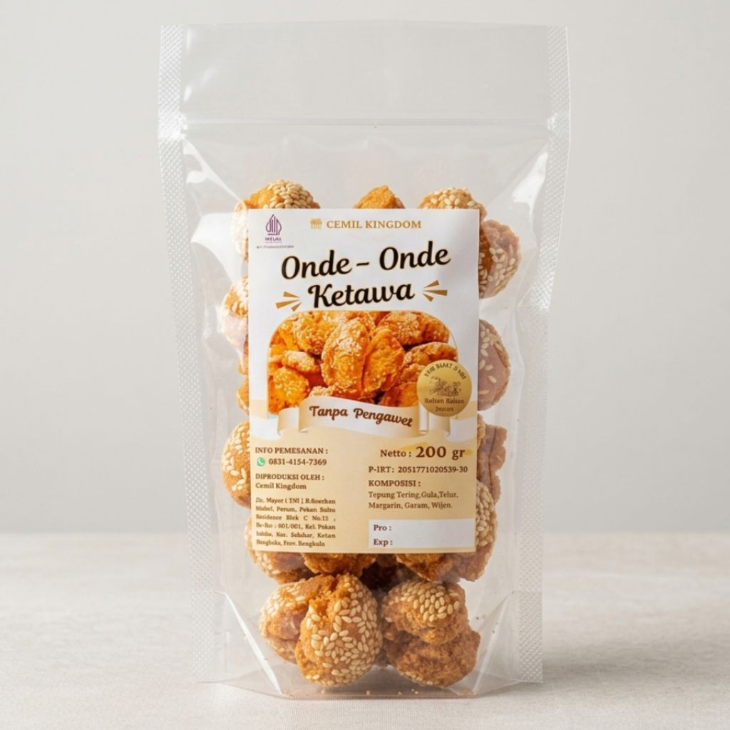 Onde-Onde Ketawa Manis Gurih Renyah Empuk Tanpa Pengawet Halal MUI 200 Gram COD