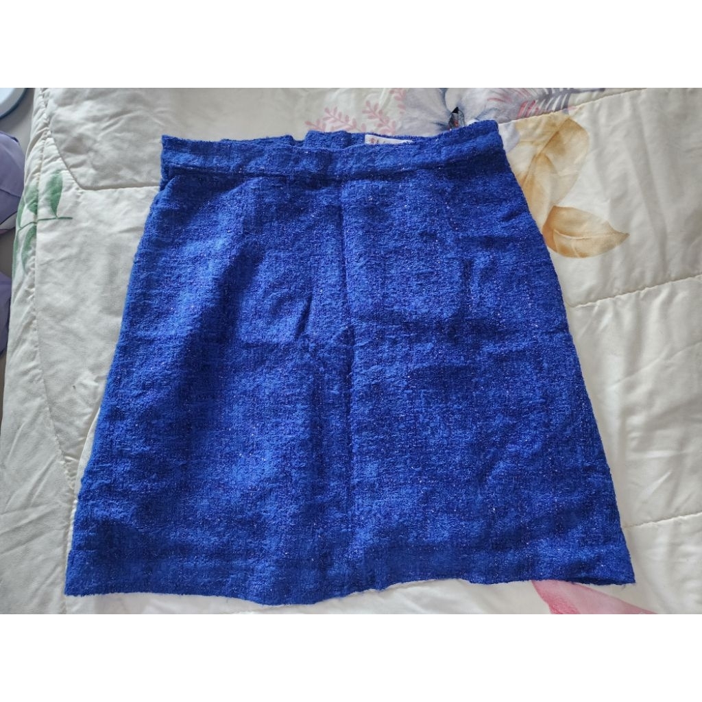 Rok Tweed Biru Elektrik