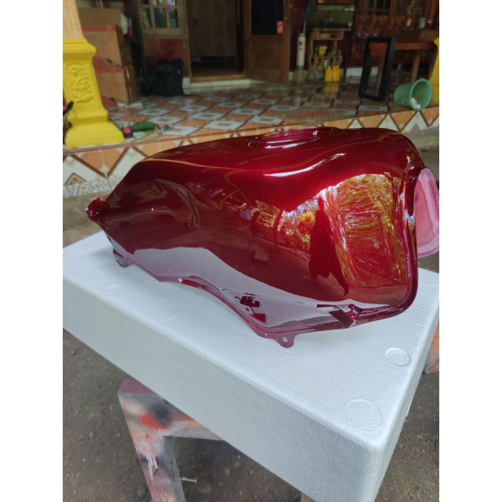Tangki steko Merah maroon, scorpio, tangki kotak
