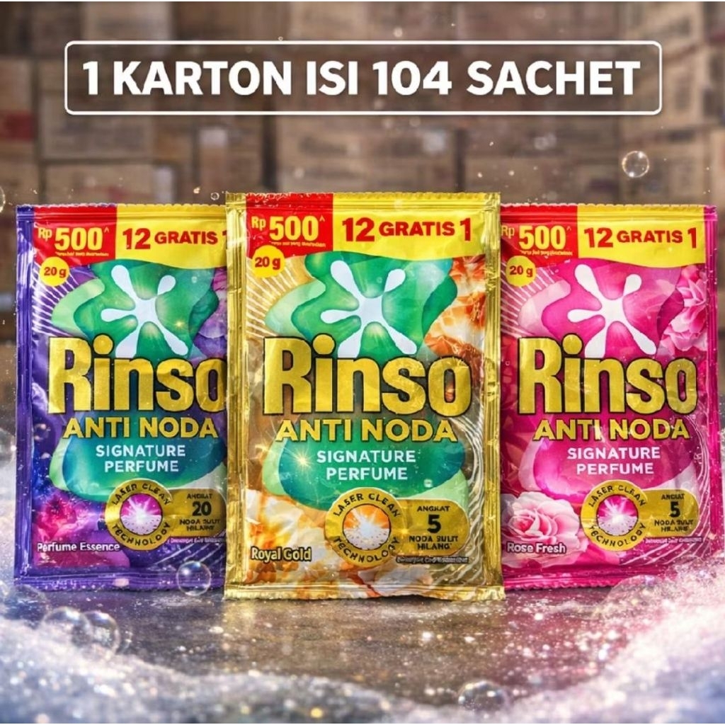 Rinso Sachet Detergent Cair Renceng 1 Dus isi 104 Sachet