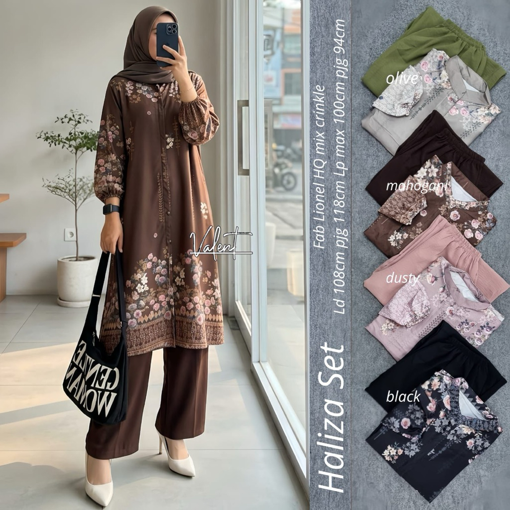 BISA COD // Haliza Set by Valent // Setelan Celana Tunik Cuttingan Simple