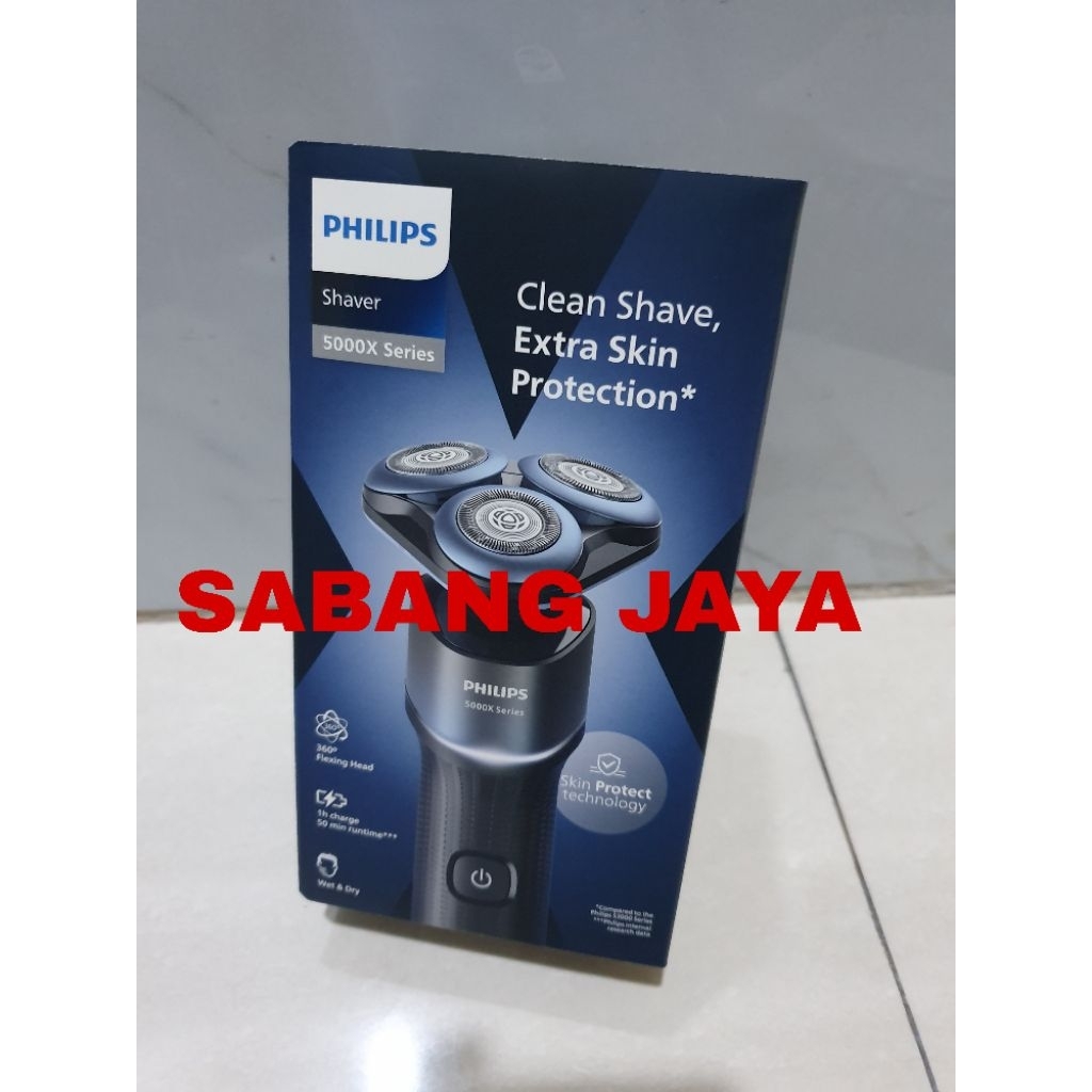 Philips X5006/00 Alat Cukur Elektrik Rotary 3D AquaTouch - Hitam Metalik/Biru Laut