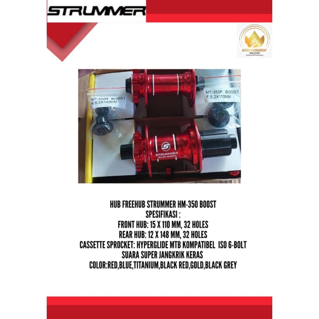 Hub Freehub Strummer HM-350 Boost TA 32 Hole 11 speed Suara Tawon Ready Siap Kirim