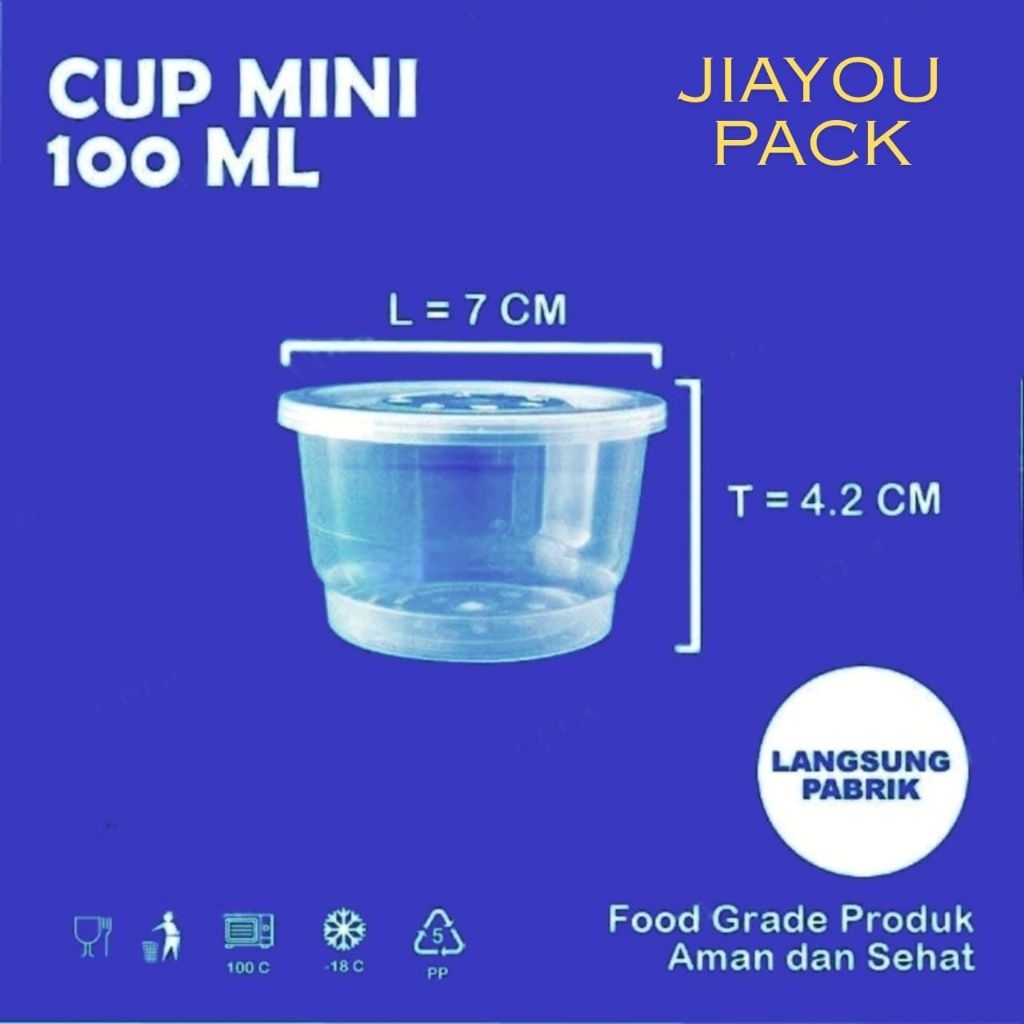 LIBRA 1 Pack = 25 Pcs Thinwall Cup Puding Mini 100 ML + Tutup Thinwall Slime Sambal Merpati Cup Taha