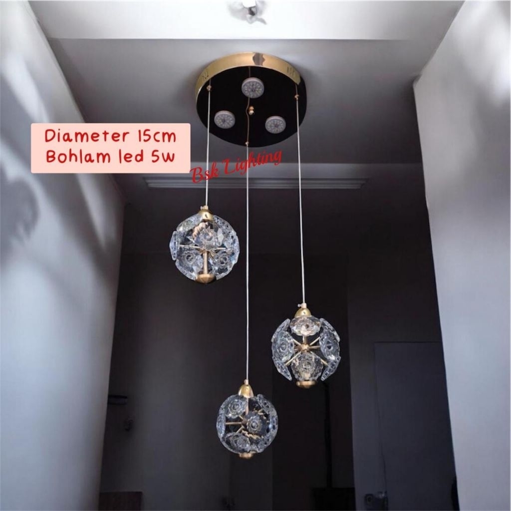 Lampu Gantung Kristal Modern/Lampu Gantung Kristal Turun 3p/Lampu Gantung Modern Klasik/Lampu Krista